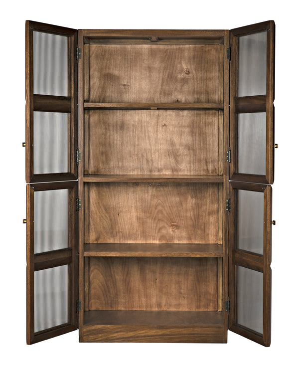 Collins Hutch in Dark Walnut with Glass Accents
