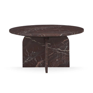 Reilly Marble Round Coffee Table - Merlot Finish