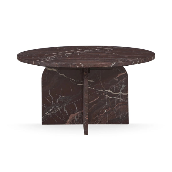 Reilly Marble Round Coffee Table - Merlot Finish