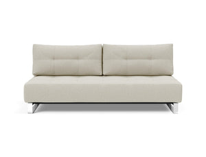 SUPREMAX D.E.L. SLEEPER SOFA in MIXED DANCE NATURAL FABRIC WITH Chrome legs 527
