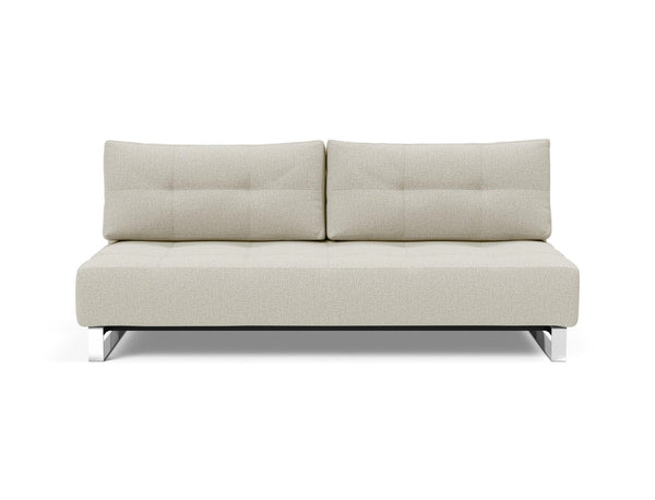 SUPREMAX D.E.L. SLEEPER SOFA in MIXED DANCE NATURAL FABRIC WITH Chrome legs 527