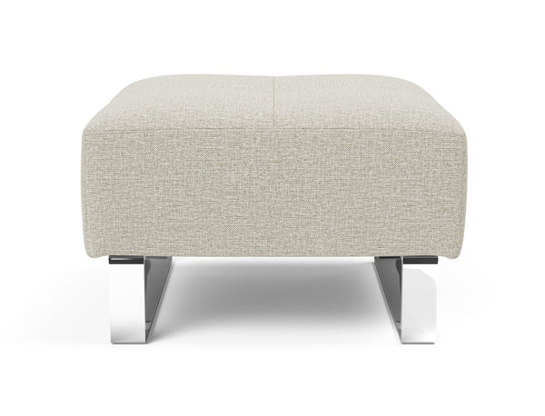 DELUXE EXCESS OTTOMAN in MIXED DANCE NATURAL FABRIC WITH Chrome legs 527