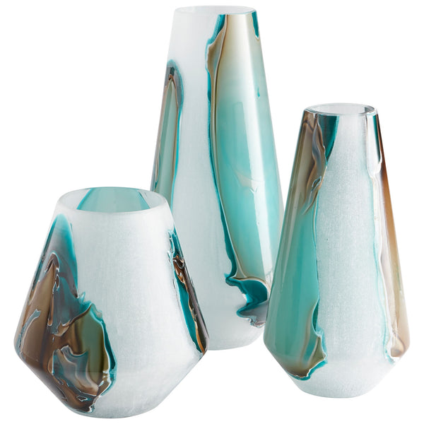 Wide Ferdinand Vase in Green and White