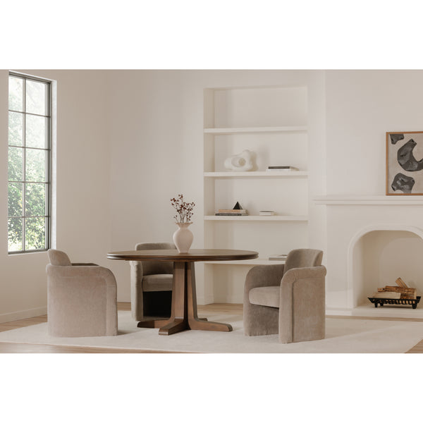 Charles Dining Table with Pine Veneer in Brown
