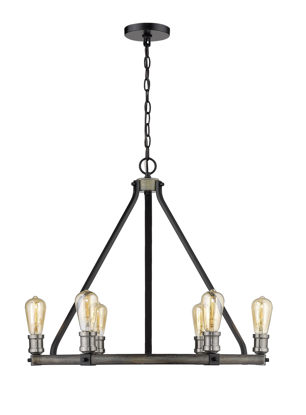 Kirkland 6 Light Chandelier in Ashen Barnboard Finish