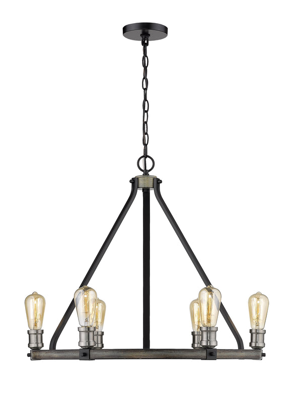 Kirkland 6 Light Chandelier in Ashen Barnboard Finish