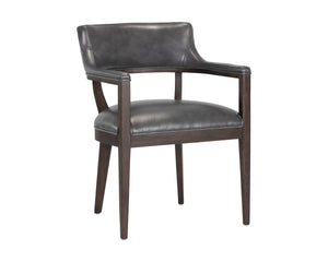 BRYLEA DINING ARMCHAIR - BROWN - BRENTWOOD CHARCOAL LEATHER