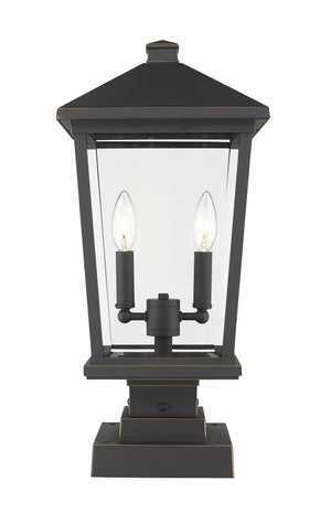 Beacon 2 Light Outdoor Pier Mounted Fixture in Oil Rubbed Bronze Finish