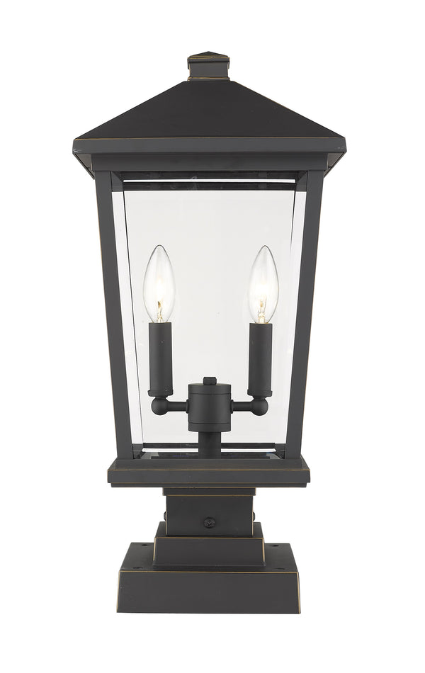 Beacon 2 Light Outdoor Pier Mounted Fixture in Oil Rubbed Bronze Finish
