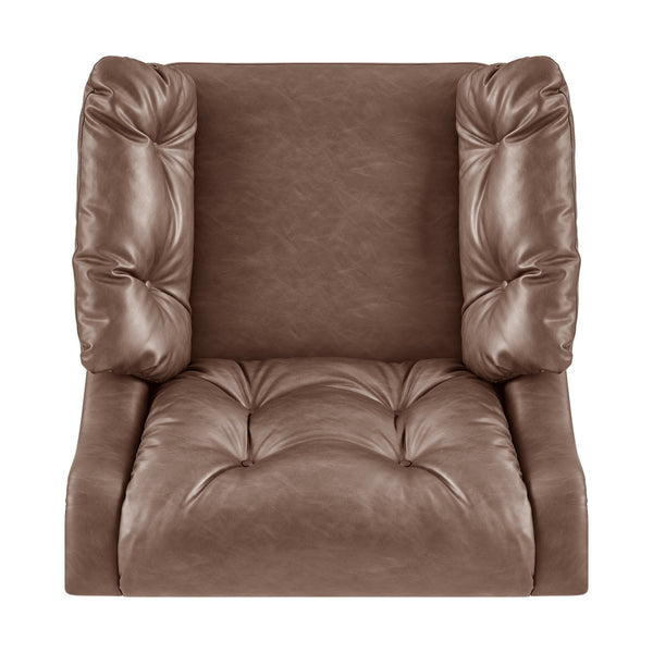 Larry Faux Leather Tufted Accent Arm Chair, Casa Brown