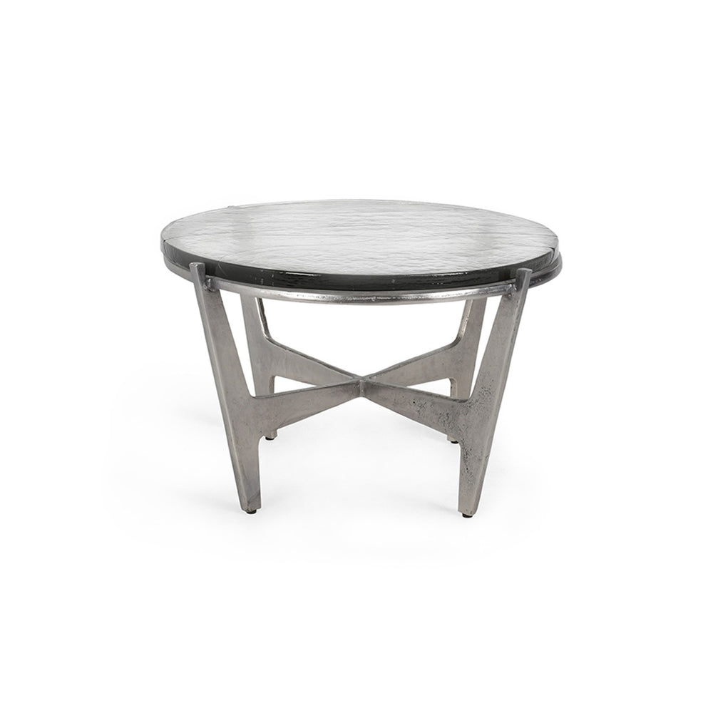 Patrick 18" Coffee Table with Glass Top & Zinc Antique Finish