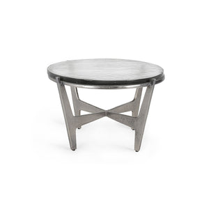 Patrick 18" Coffee Table with Glass Top & Zinc Antique Finish