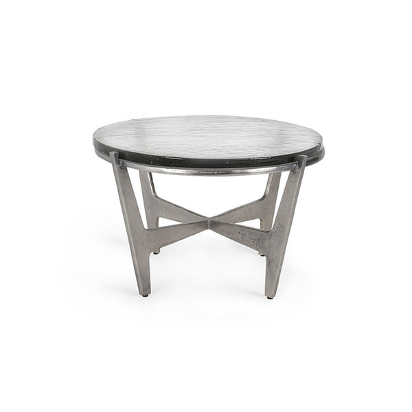 Patrick 18" Coffee Table with Glass Top & Zinc Antique Finish