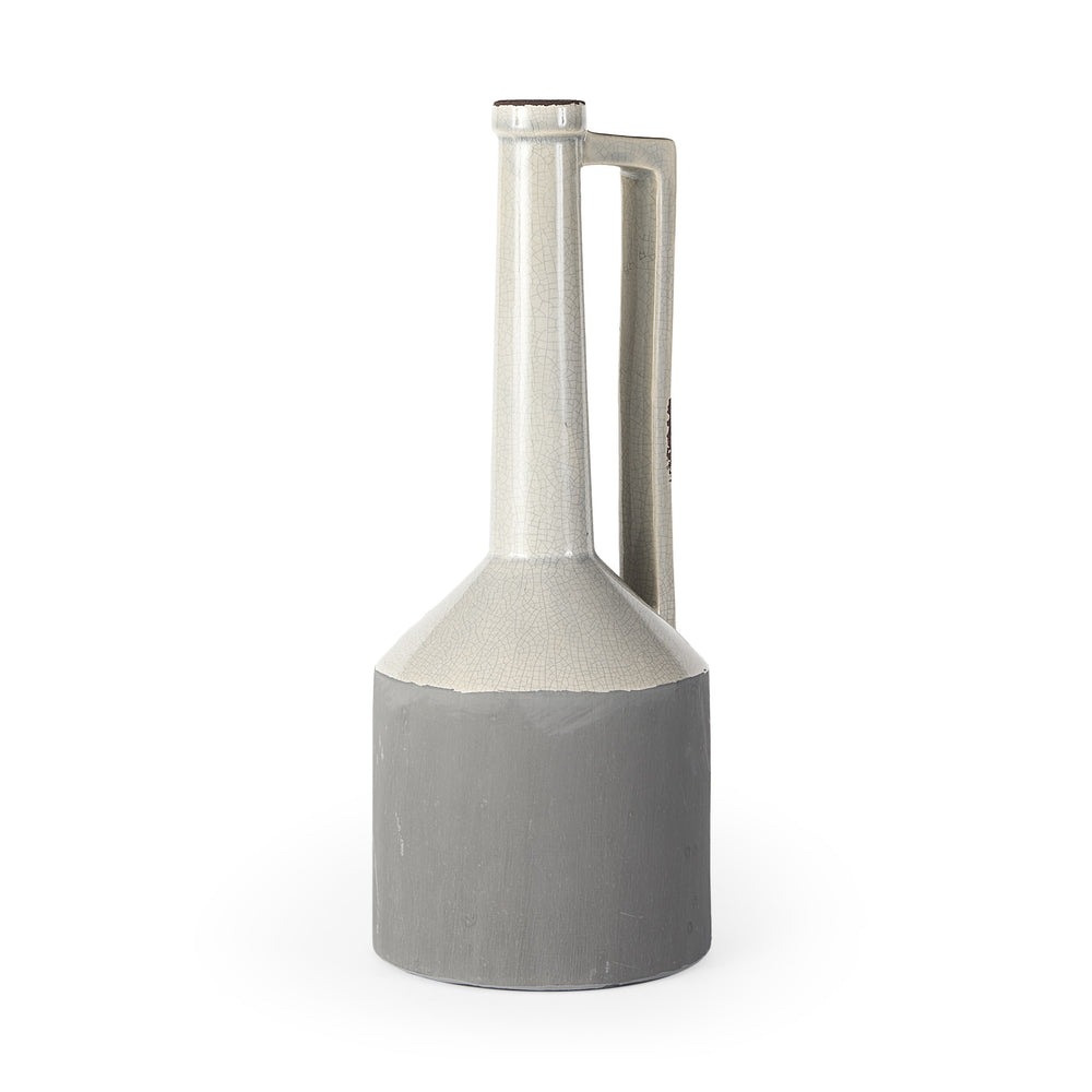 Burton 16.7H Large Two Tone Gray Ceramic Jug Vase