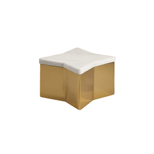 SMALL STAR BOX WITH WHITE MARBLE LID AND BRASS BASE
