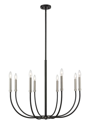 Haylie 8 Light Chandelier in Matte Black + Brushed Nickel Finish