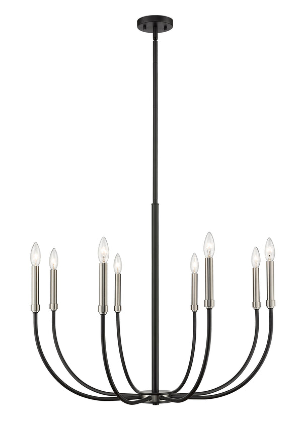 Haylie 8 Light Chandelier in Matte Black + Brushed Nickel Finish