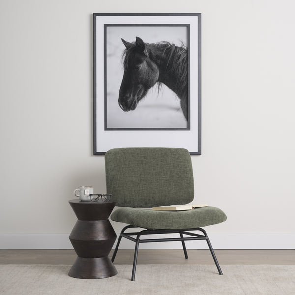 Nora Forest Green Fabric w/ Matte Black Metal Legs Accent Chair