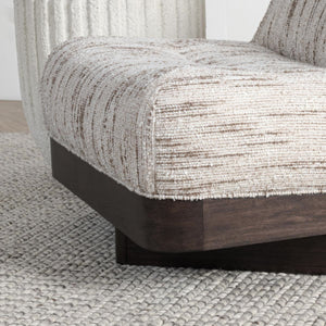 Crandall Upholstered Swivel Chair - Cocoa Cream with Tufted Backrest