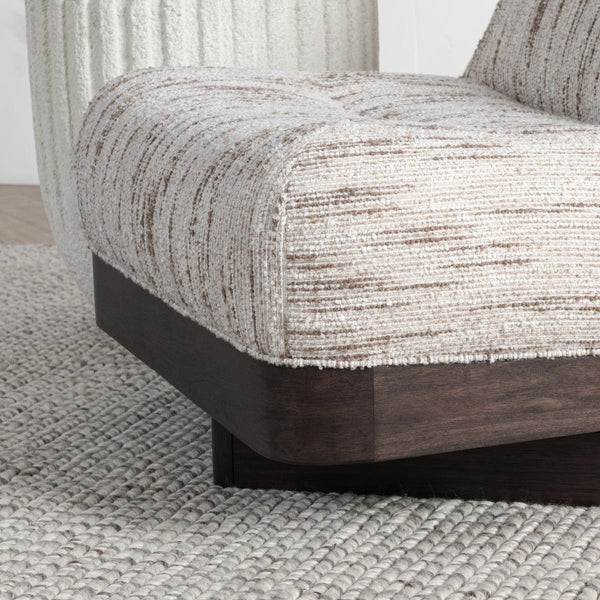Crandall Upholstered Swivel Chair - Cocoa Cream with Tufted Backrest