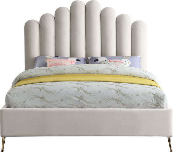 Anita King Bed In Cream Velvet