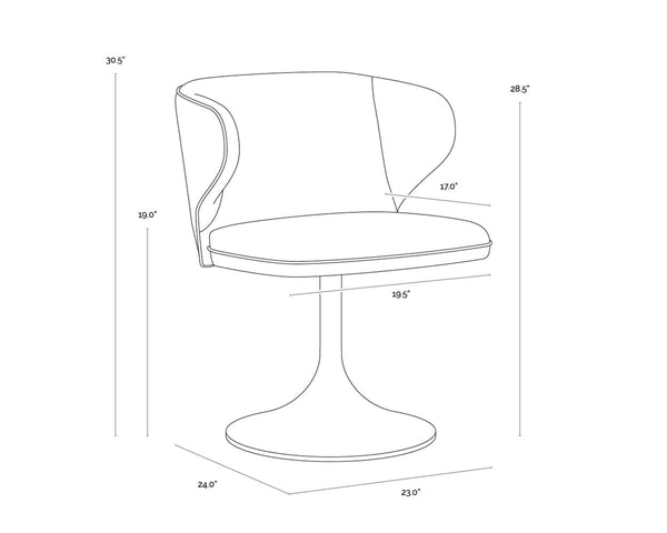 SIMONE SWIVEL DINING CHAIR - MEG ASH
