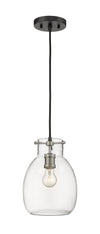 Bella 1 Light Mini Pendant in Matte Black + Brushed Nickel Finish