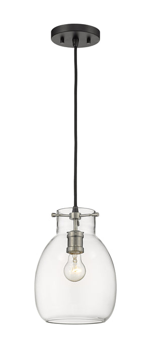 Bella 1 Light Mini Pendant in Matte Black + Brushed Nickel Finish