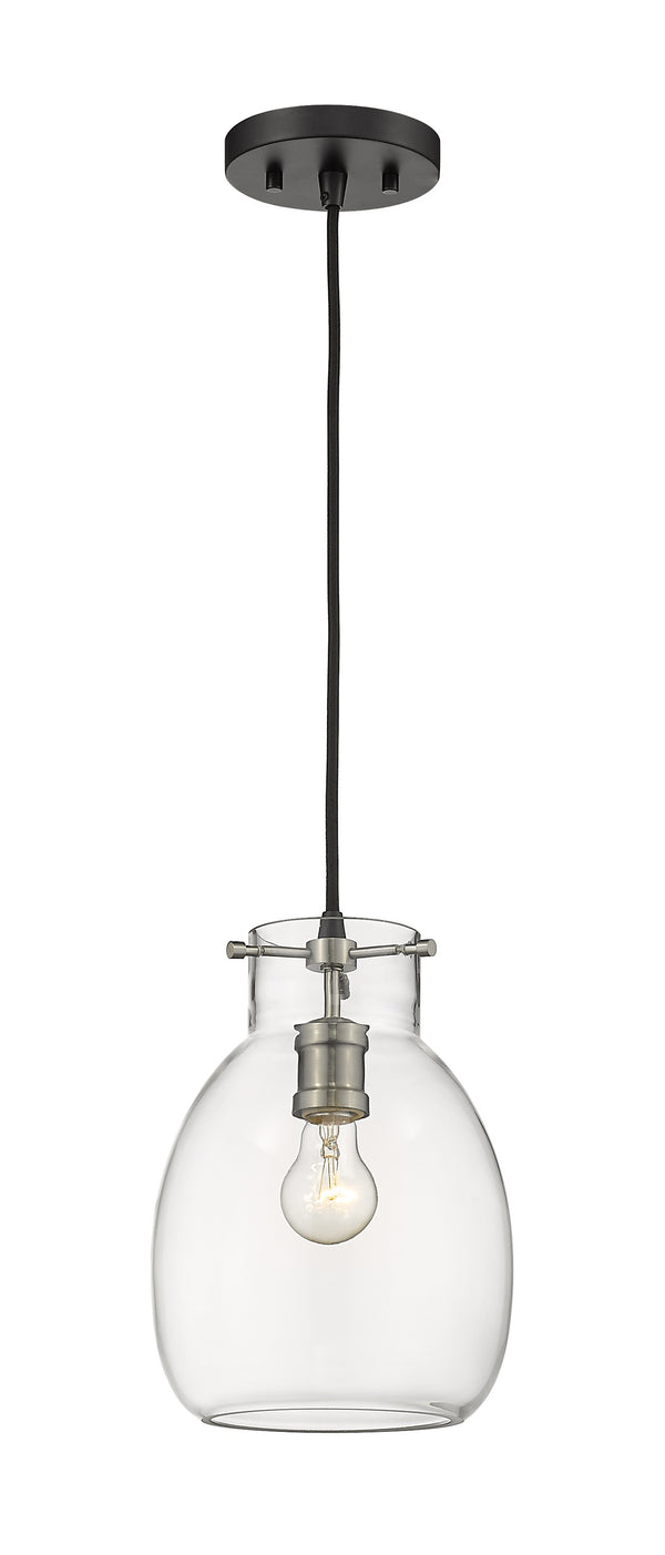 Bella 1 Light Mini Pendant in Matte Black + Brushed Nickel Finish