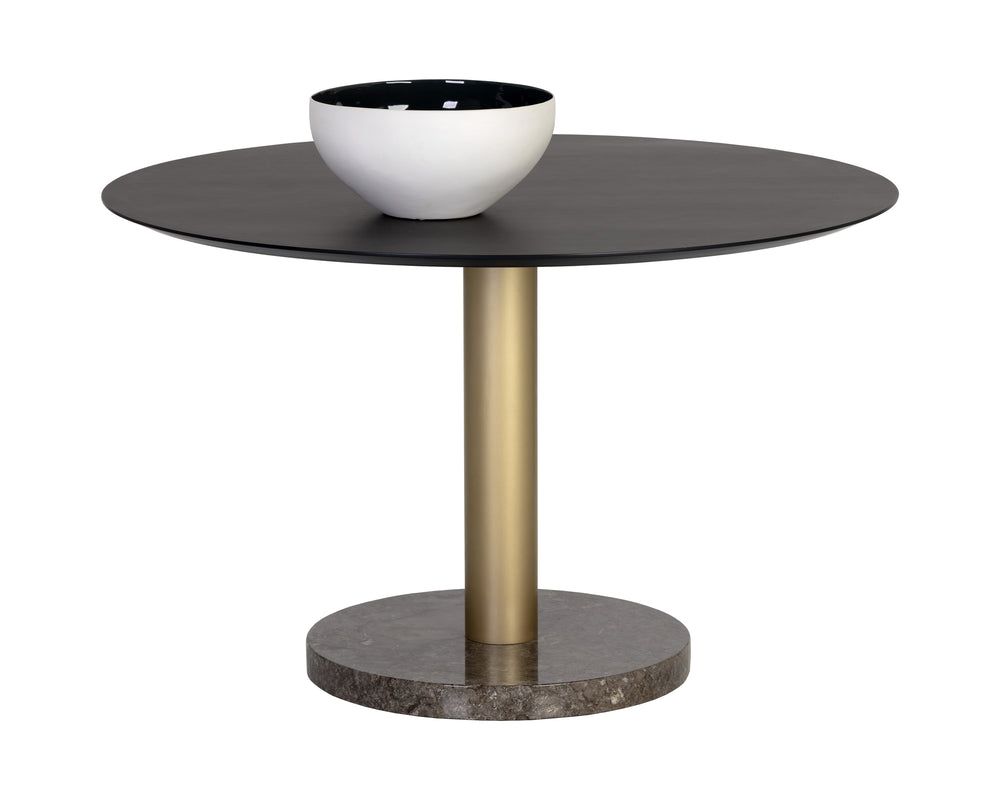 Monaco Dining Table - Gold - Grey Marble / Charcoal Grey - 48"