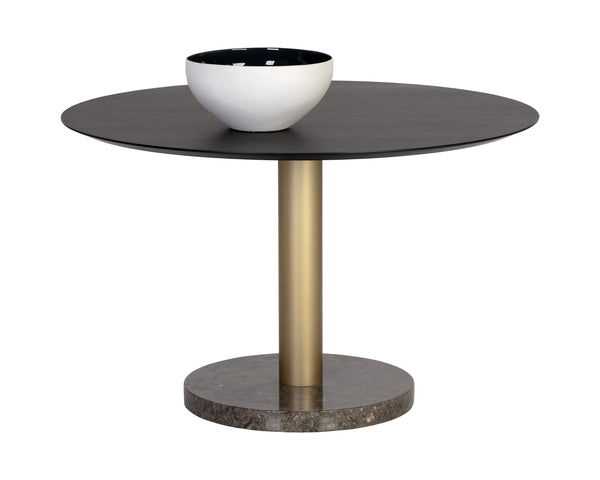 Monaco Dining Table - Gold - Grey Marble / Charcoal Grey - 48"