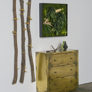 Alder Wood Pole Hanging SET/ 3 with Shelf Mushroom