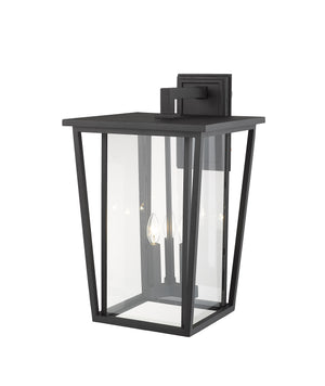 Seoul 3 Light Outdoor Wall Sconce in Black Finish