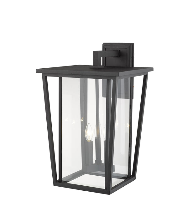 Seoul 3 Light Outdoor Wall Sconce in Black Finish