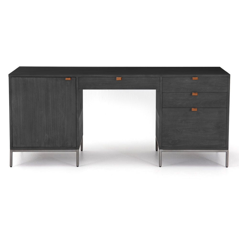 Trey Executive Desk In Black Wash Poplar