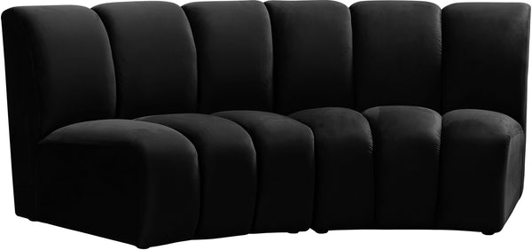 Lynda 2pc. Modular Sectional In Black Velvet