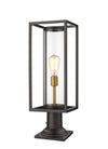 Dunbroch 1 Light Outdoor Pier Mounted Fixture in Deep Bronze + Outdoor Brass Finish