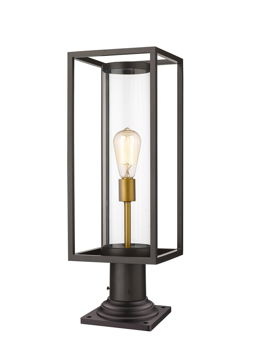 Dunbroch 1 Light Outdoor Pier Mounted Fixture in Deep Bronze + Outdoor Brass Finish
