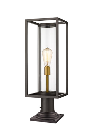 Dunbroch 1 Light Outdoor Pier Mounted Fixture in Deep Bronze + Outdoor Brass Finish
