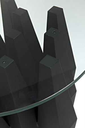 Soldier Side Table, Black Steel with Glass Top