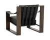 BERKE LOUNGE CHAIR - ANTIQUE BRONZE - CHARCOAL BLACK LEATHER