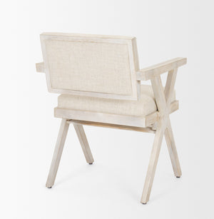 Topanga I Cream Fabric Wrap Blonde Wooden Frame Dining Chair