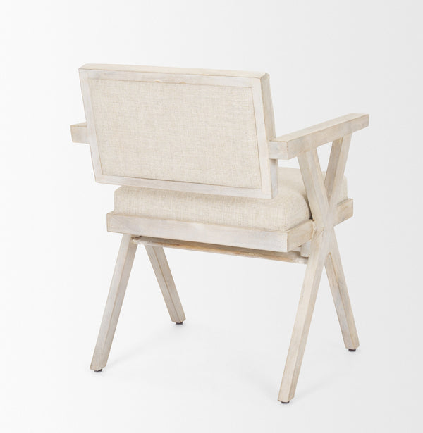 Topanga I Cream Fabric Wrap Blonde Wooden Frame Dining Chair