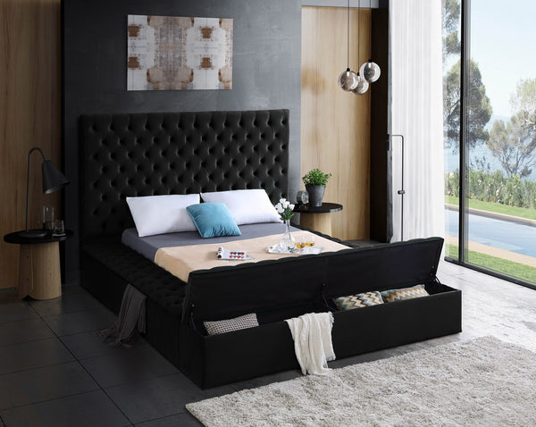 Randal King Bed In Black Velvet
