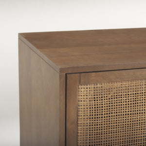 Grier 65.0L x 18.75W x 23.0H Medium Brown Solid Wood W/Cane Media Console