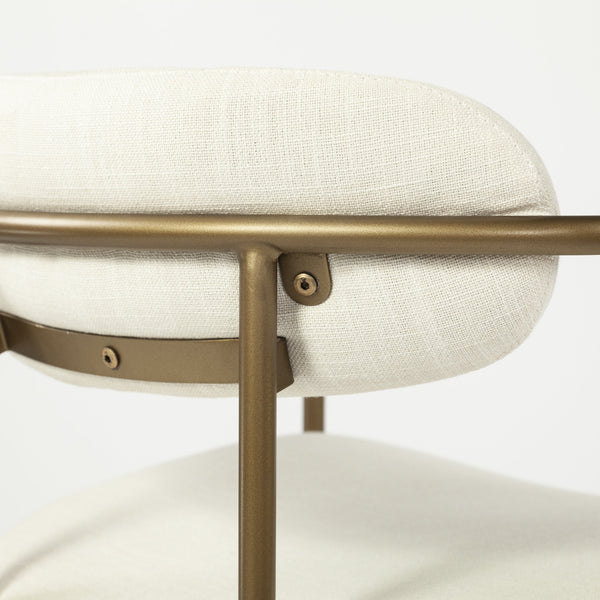 Parker 30" Seat Height Cream Fabric Seat Gold Metal Bar Stool