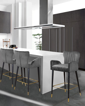 Alonzo Stool In Grey Velvet