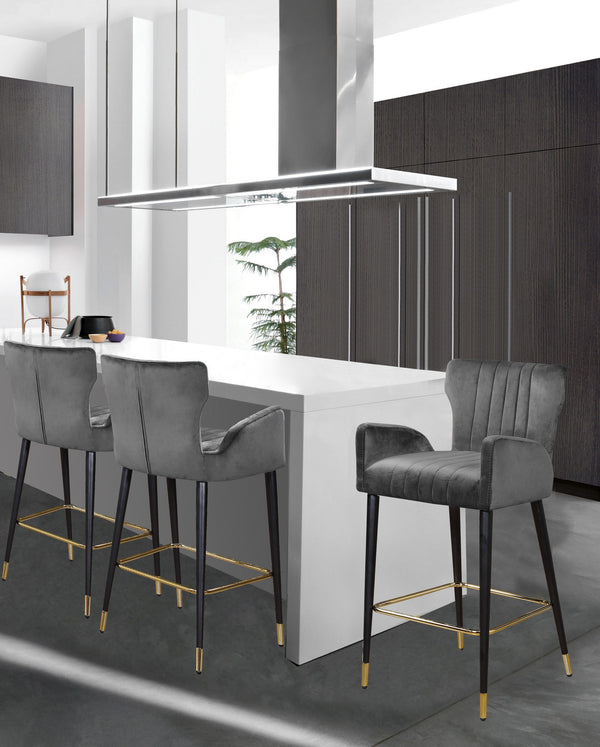 Alonzo Stool In Grey Velvet