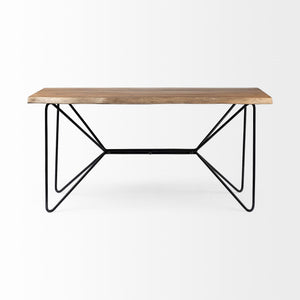 Papillion IV 60L x 26W Natural Solid Wood and Live Edge Iron Office Desk