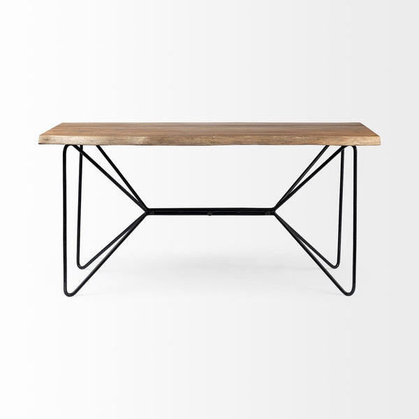 Papillion IV 60L x 26W Natural Solid Wood and Live Edge Iron Office Desk